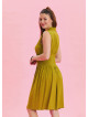 Olive Summer Dress with Stand Collar and Zipper Detail 4441